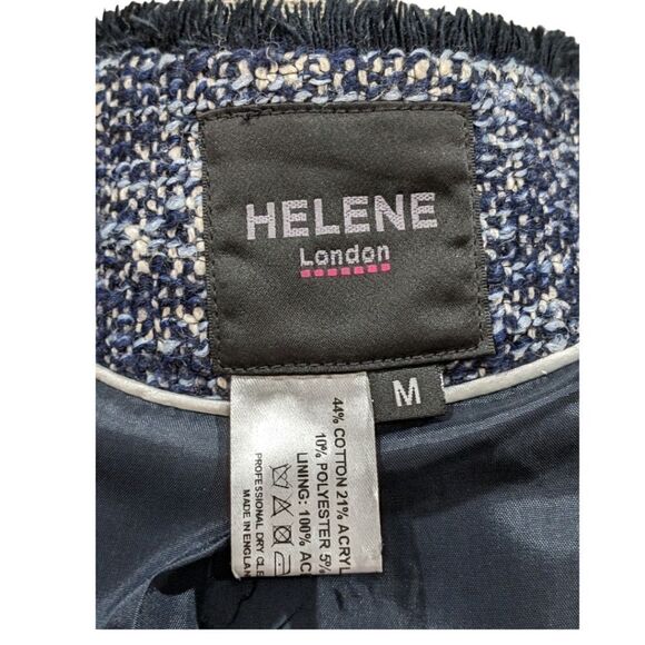 Helene London Women's Blue Tweed Coat Size M - Picture 9 of 9
